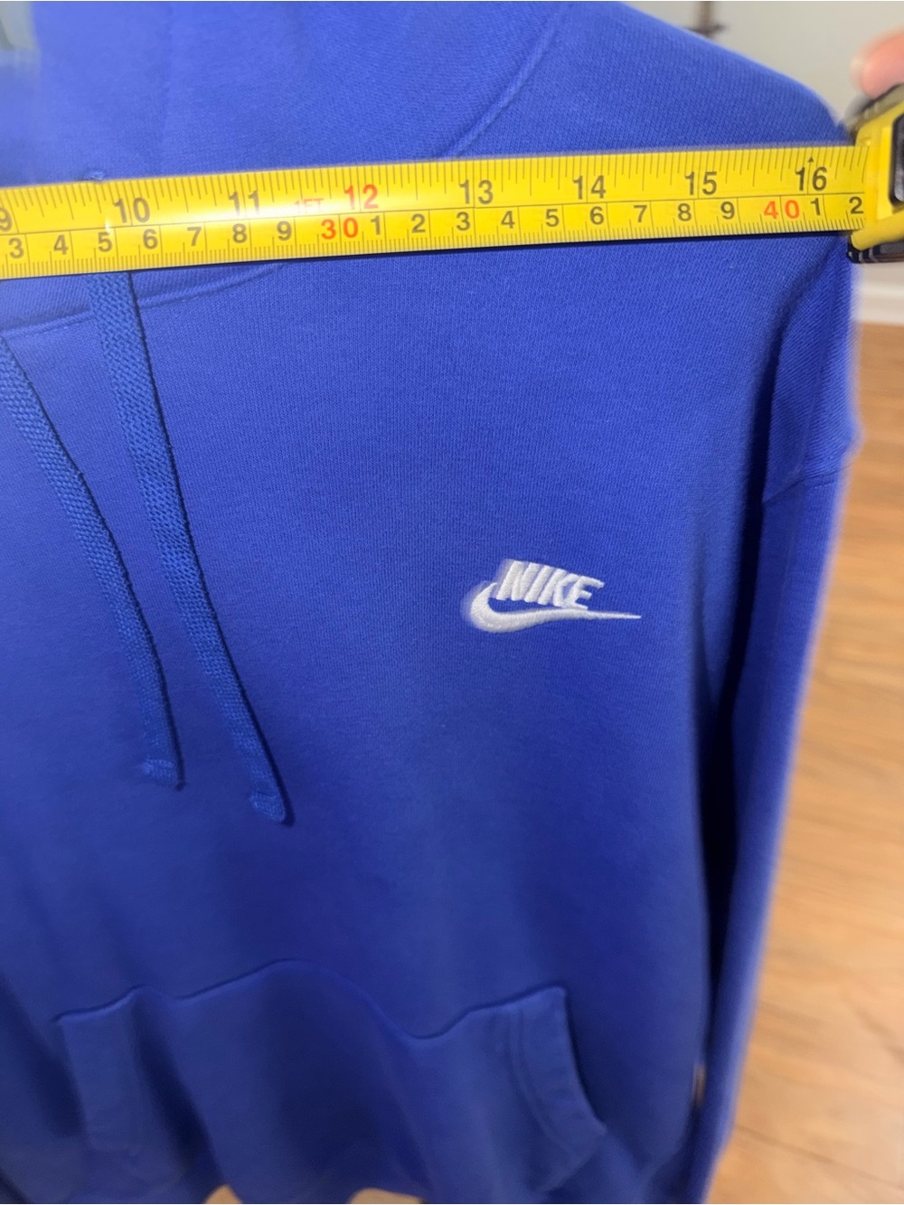 Nike Men’s Blue Crewneck Hoodie with White Swoosh - Picture 7 of 7